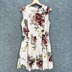 Dynamite Dress Women M Medium Beige Floral Sheath Midi Zipper Sleeveless Casual